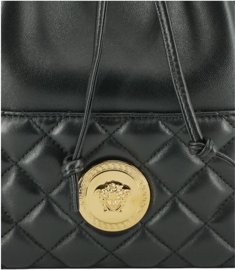 Versace Elegante zwarte leren Medusa Bucket tas Black Dames