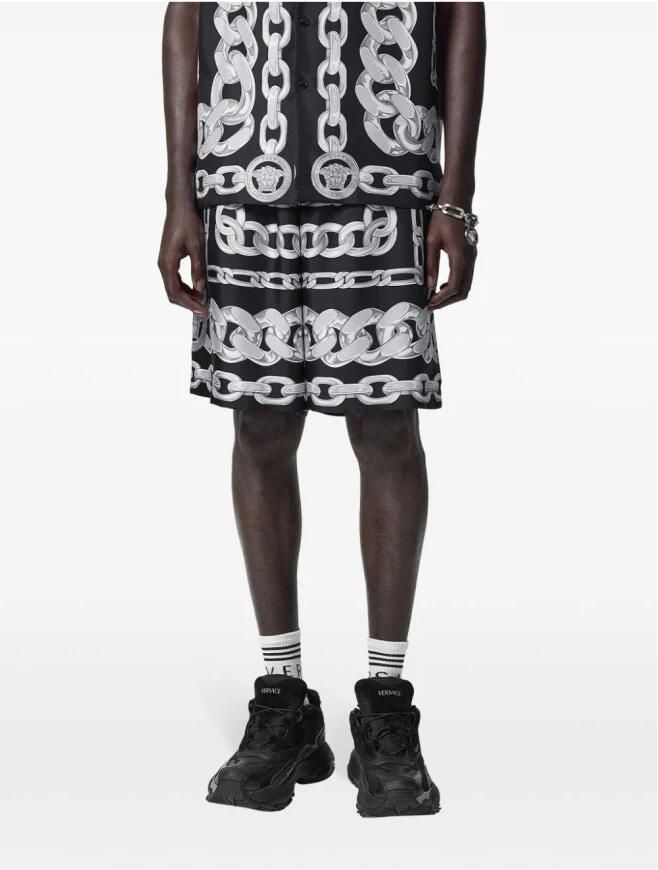 Versace Korte Broek Kettingprint Zijden Shorts Model VE10024761A13397BB - Foto 3