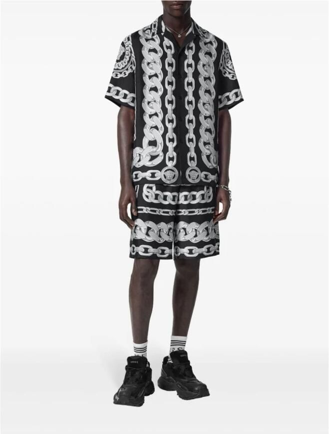 Versace Korte Broek Kettingprint Zijden Shorts Model VE10024761A13397BB - Foto 2