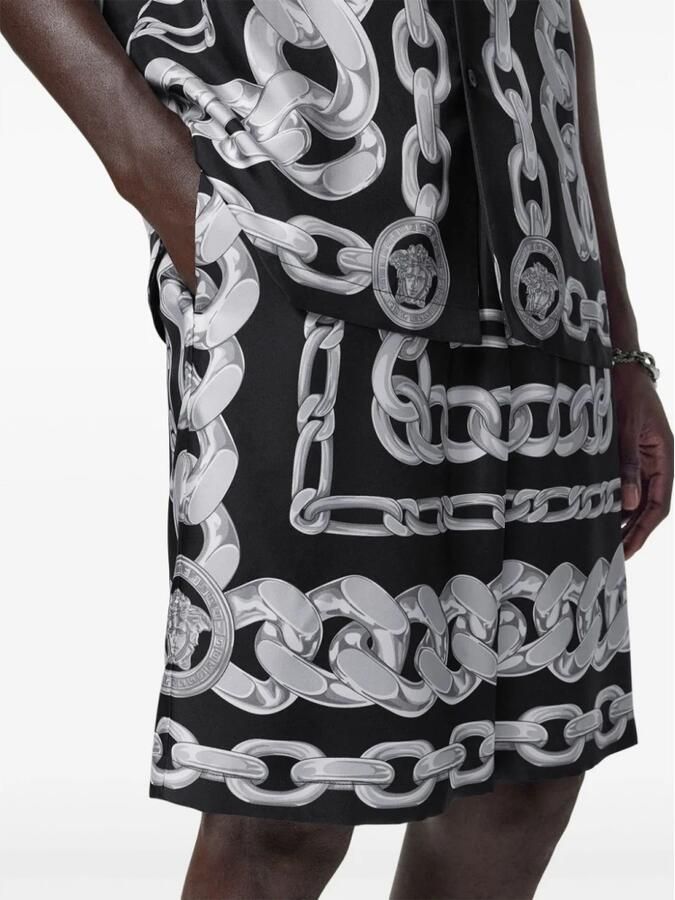 Versace Korte Broek Kettingprint Zijden Shorts Model VE10024761A13397BB