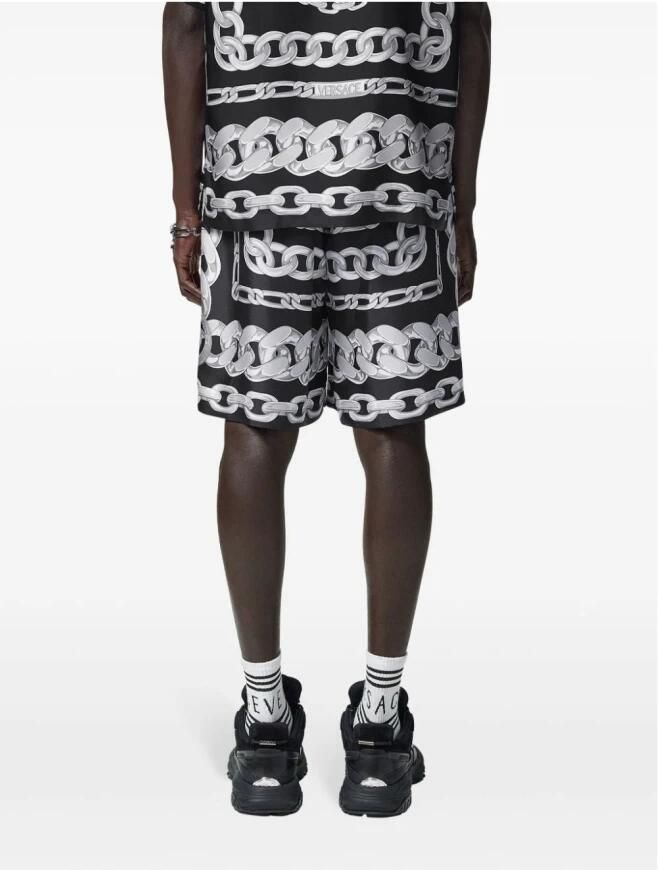 Versace Korte Broek Kettingprint Zijden Shorts Model VE10024761A13397BB - Foto 4
