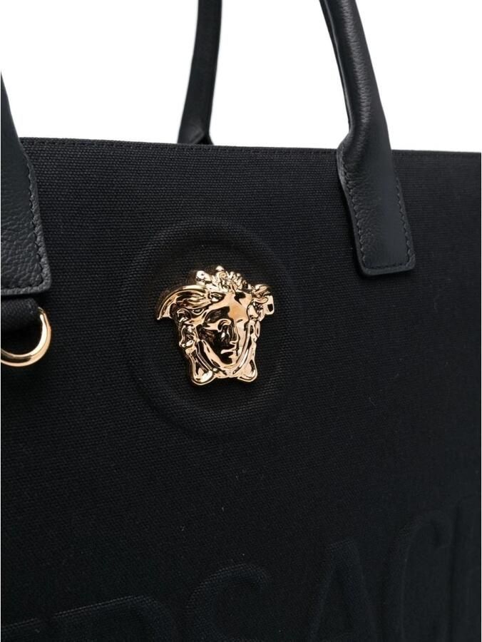 Versace Handtas met Medusa Plaque en knoopsluiting Black Dames