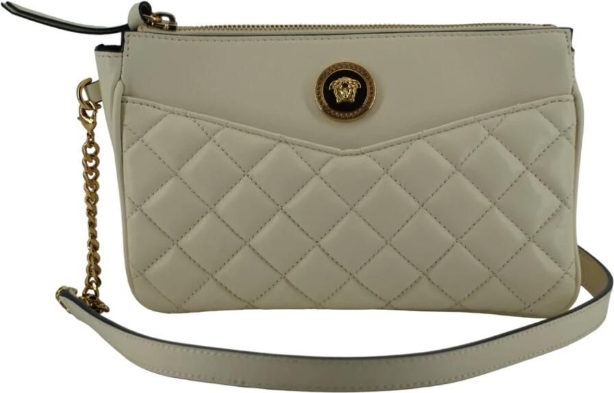 Versace Witte Lam Lederen Medusa Hoofd Crossbody Gray Heren - Foto 4