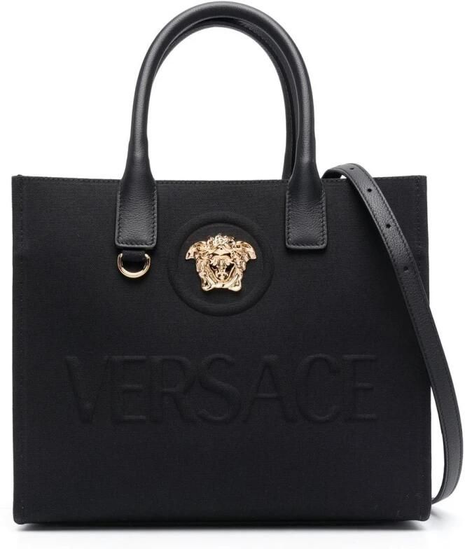 Versace Zwarte Tote Tas met Leren Handvatten en Afneembare Schouderband Black Dames - Foto 7