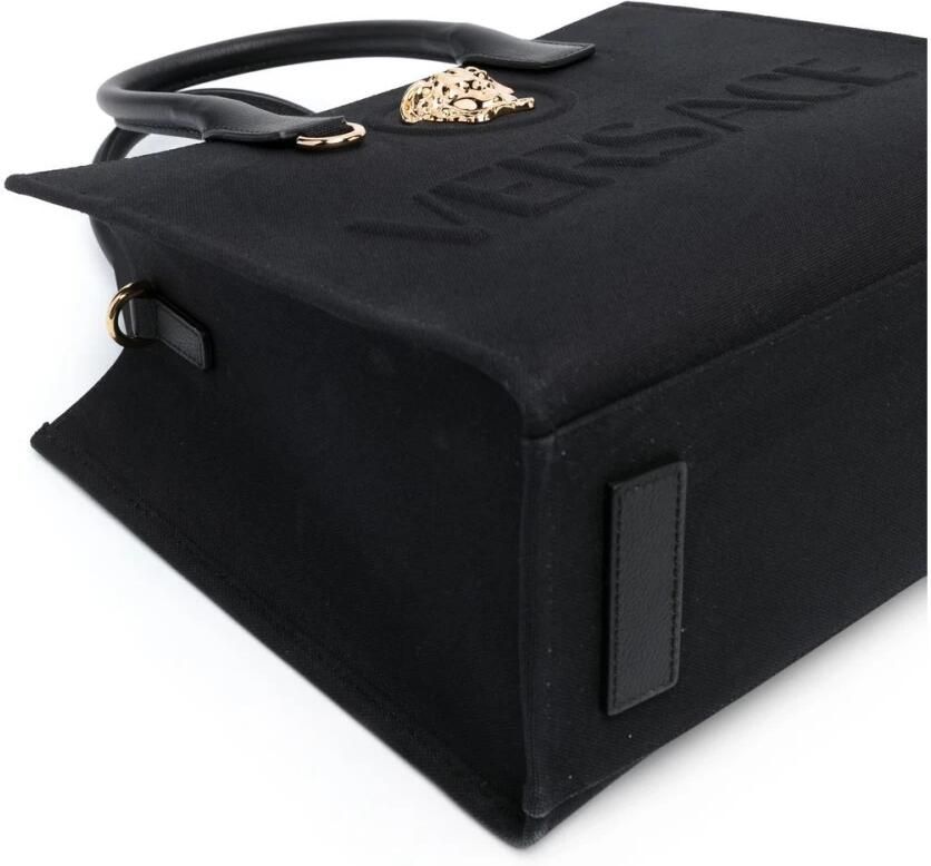 Versace Zwarte Tote Tas met Leren Handvatten en Afneembare Schouderband Black Dames - Foto 4