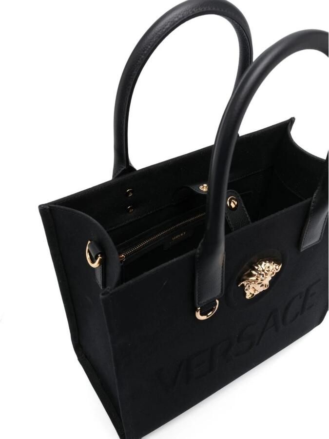 Versace Zwarte Tote Tas met Leren Handvatten en Afneembare Schouderband Black Dames - Foto 5