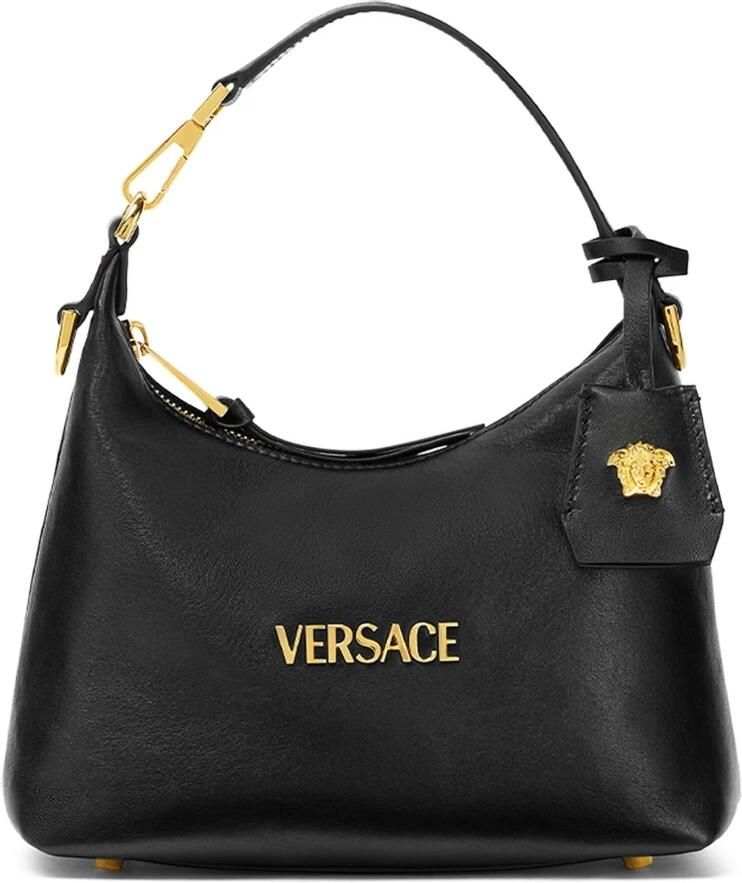 Versace Handtas Lederen Hobo handtas met afneembare riem en monogram plaquette - Foto 7