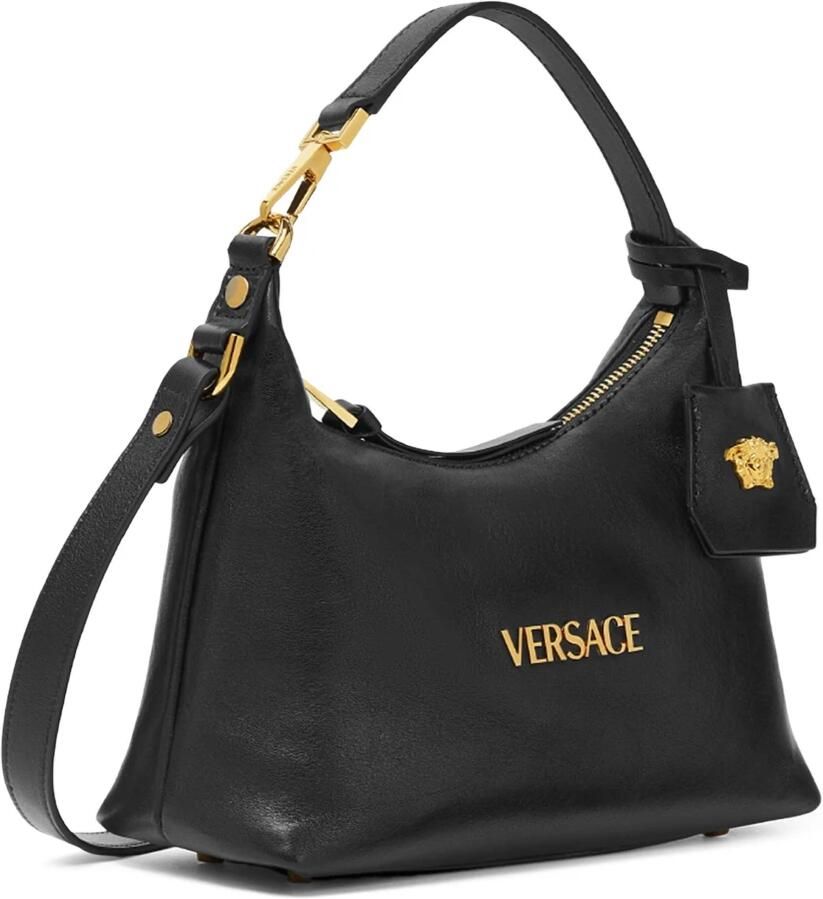 Versace Handtas Lederen Hobo handtas met afneembare riem en monogram plaquette - Foto 4