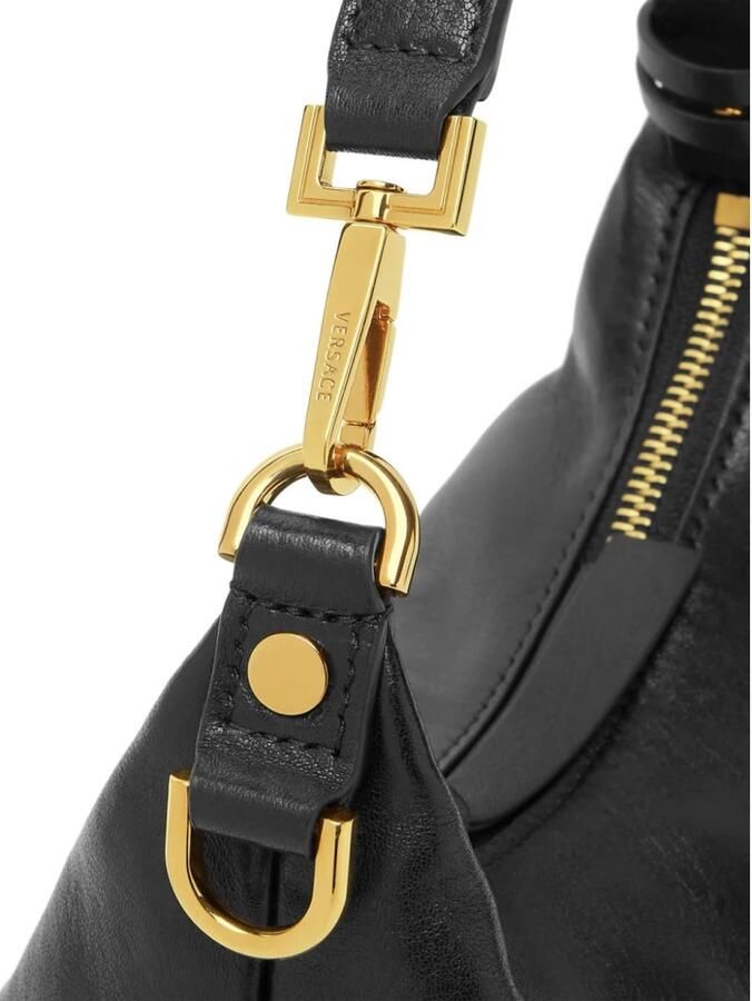 Versace Handtas Lederen Hobo handtas met afneembare riem en monogram plaquette - Foto 8