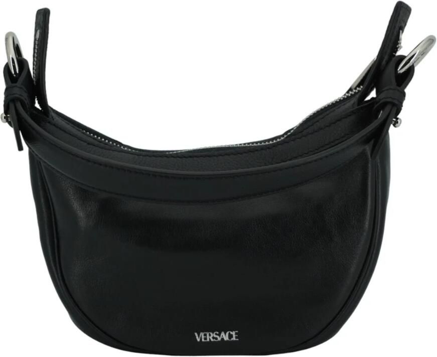 Versace Zwarte Kalfsleren Mini Hobo Schoudertas Black Dames - Foto 5