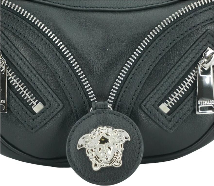Versace Zwarte Kalfsleren Mini Hobo Schoudertas Black Dames - Foto 2