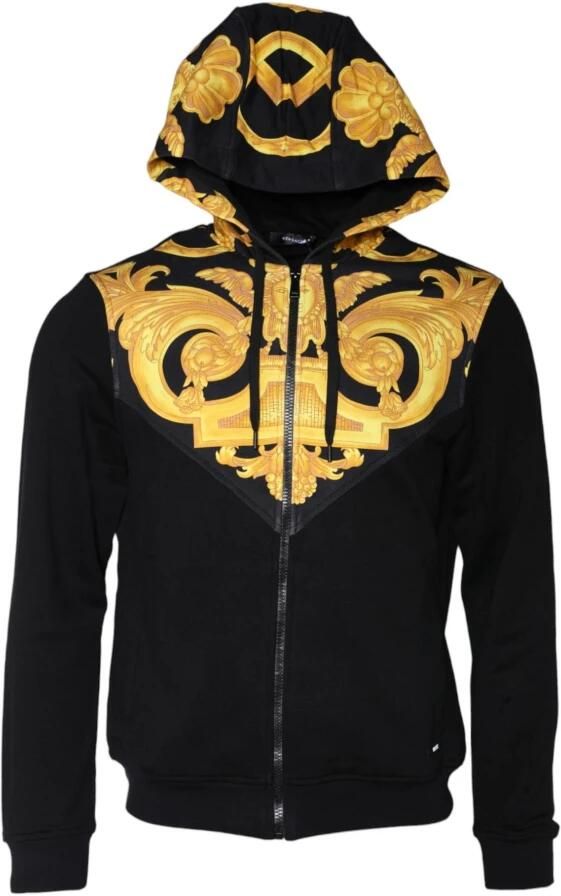 Versace Zwarte Katoenen Full Zip Hoodie Sweatshirt Black Heren - Foto 6