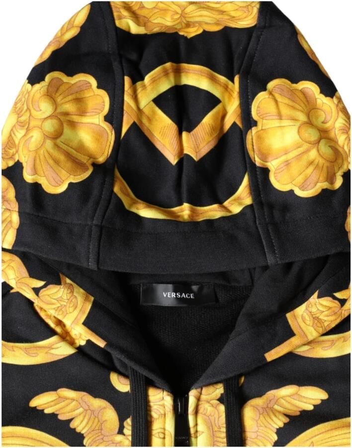 Versace Zwarte Katoenen Full Zip Hoodie Sweatshirt Black Heren - Foto 3