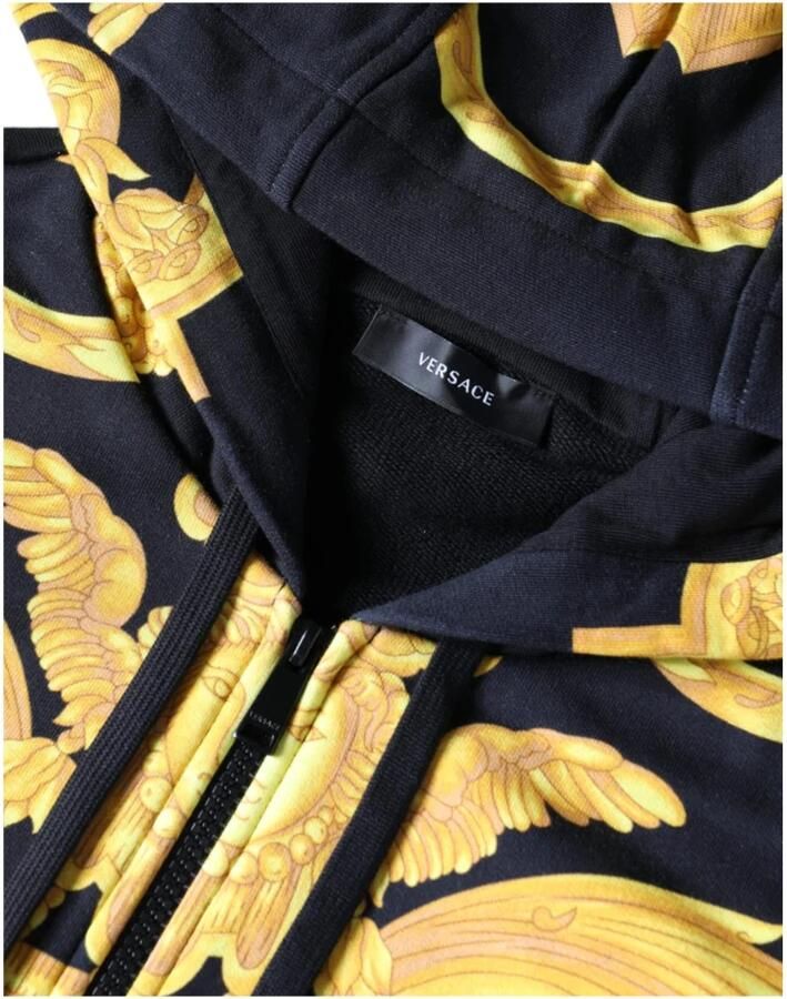 Versace Zwarte Katoenen Full Zip Hoodie Sweatshirt Black Heren - Foto 2