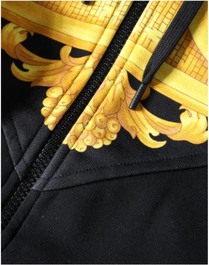 Versace Zwarte Katoenen Full Zip Hoodie Sweatshirt Black Heren