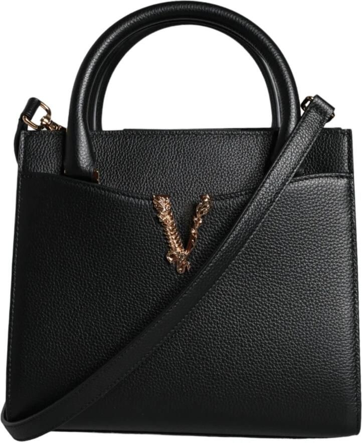 Versace Zwarte leren crossbodytas met verstelbare band Black Dames - Foto 5