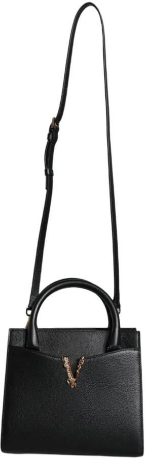 Versace Zwarte leren crossbodytas met verstelbare band Black Dames - Foto 4