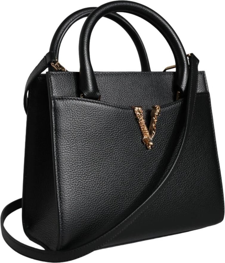 Versace Zwarte leren crossbodytas met verstelbare band Black Dames