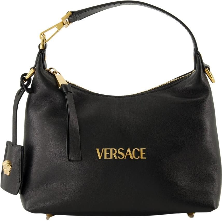 Versace Handtas Lederen Hobo handtas met afneembare riem en monogram plaquette - Foto 14