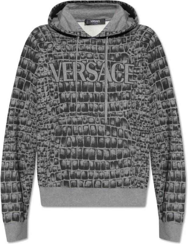Versace Versierde hoodie Grijs Heren