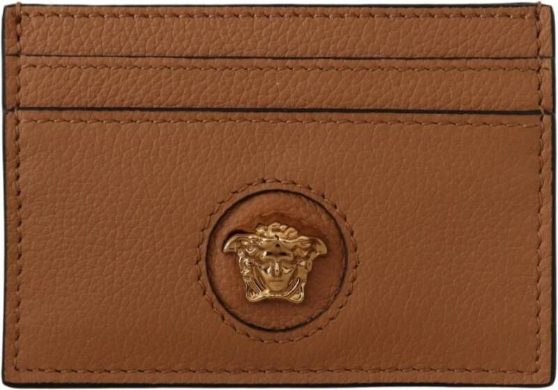 Versace Elegante Medusa Kalfsleren Kaarthouder Portemonnee Brown Dames