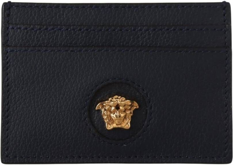 Versace Marineblauwe Kalfsleren Kaarthouder Portemonnee Blue