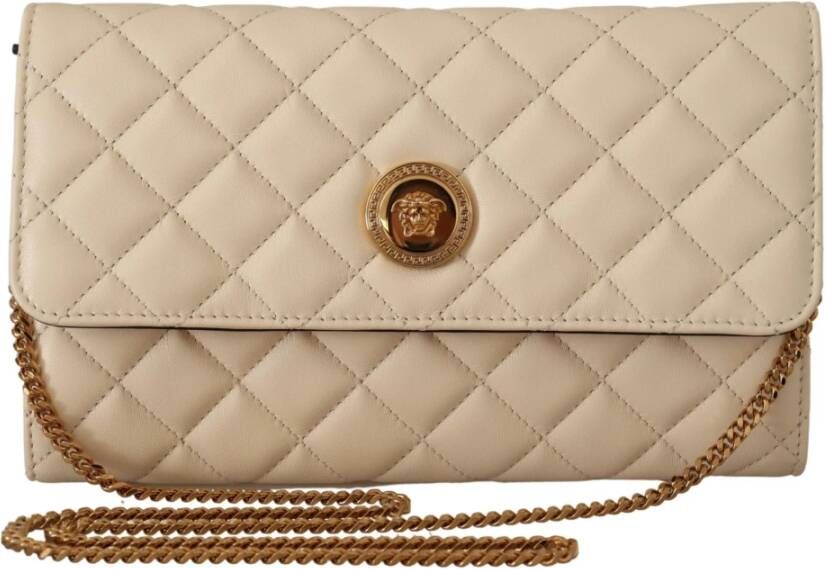 Versace Witte Nappa Leren Medusa Avondtas White