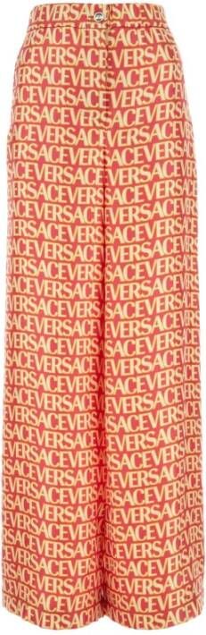 Versace Bedrukte zijden wijde broek Multicolor Dames