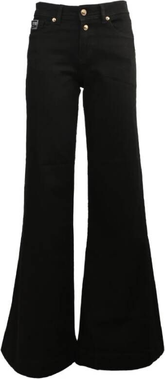 Versace Jeans Couture Zwarte wijde pijp jeans met geborduurd logo Black Dames
