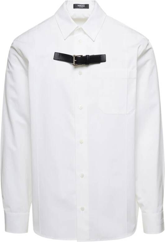 Versace Witte Katoenen Overhemd met Gespsluiting White Heren