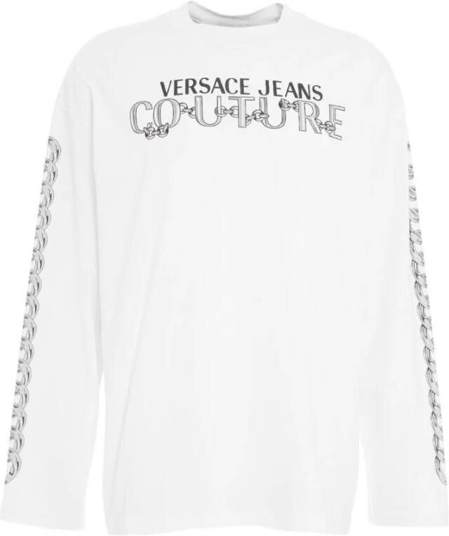 Versace Jeans Couture Witte Herenoverhemd met Lange Mouwen en Logo White Heren