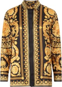 Versace Zijden Barok Print Shirt Geel Dames