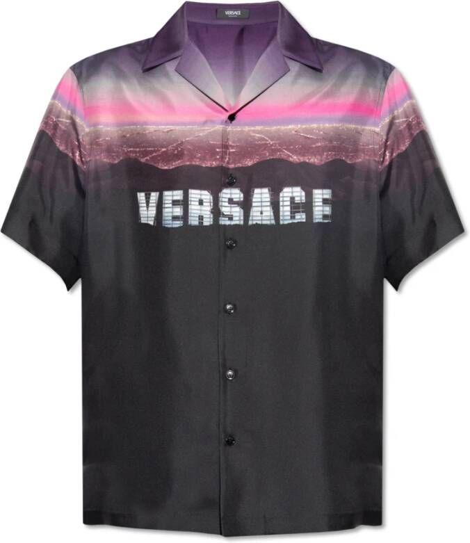 Versace Hills Bowling Shirt met Motief Black Heren