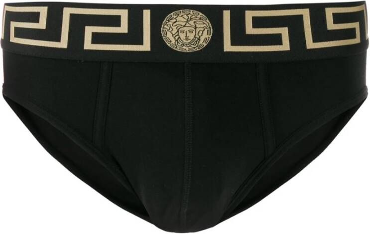 Versace Zwart-gouden Medusa Logo Briefs Black Heren