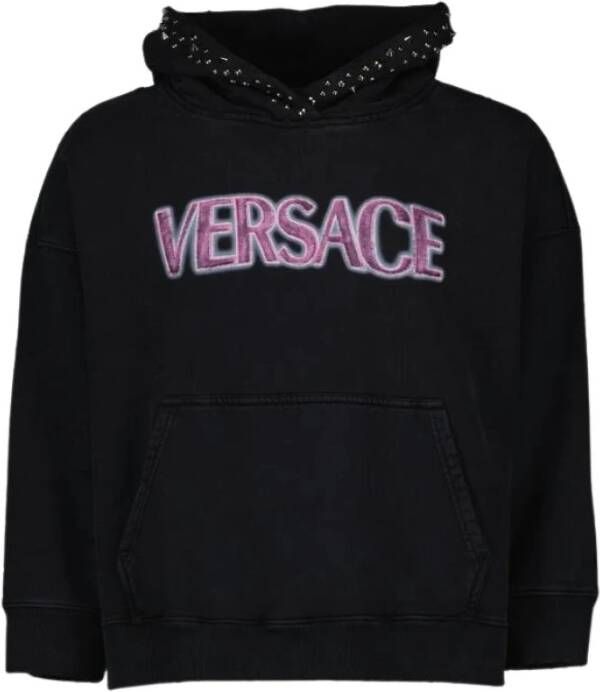 Versace Zwart Oversized Katoenen Sweatshirt Black Dames