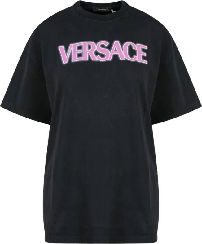 Versace Zwart katoenen t-shirt Zwart Dames