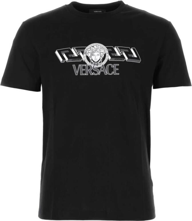 Versace Zwart katoenen t-shirt Zwart Heren