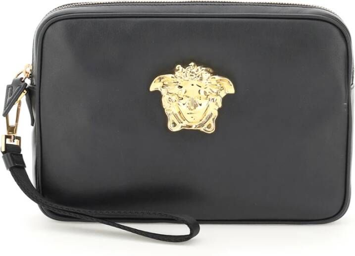 Versace Zwart leer kleine la medusa -koppeling Zwart Heren