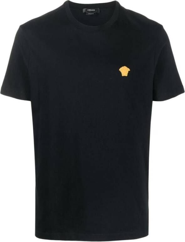 Versace Zwart Medusa-geborduurd Katoenen T-Shirt Zwart Heren