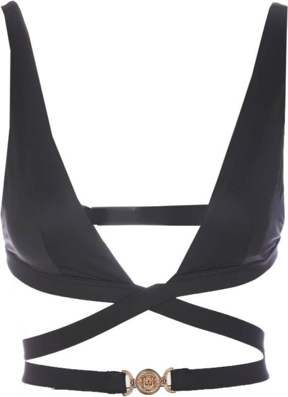 Versace Zwarte stretch nylon bikini top Black Dames