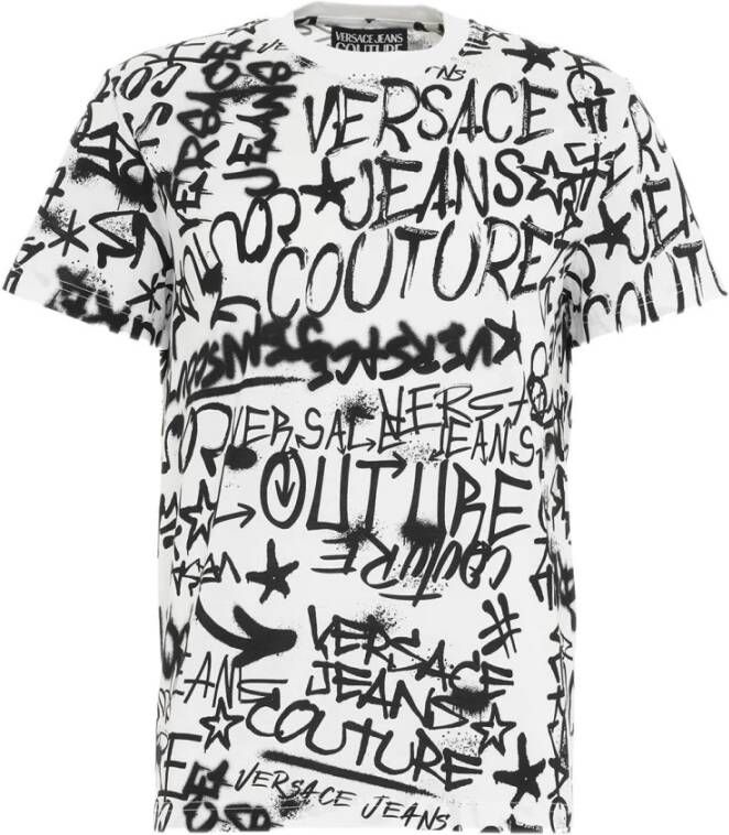 Versace Jeans Couture Witte T-shirts en Polos met Contrasterende Letters White Heren