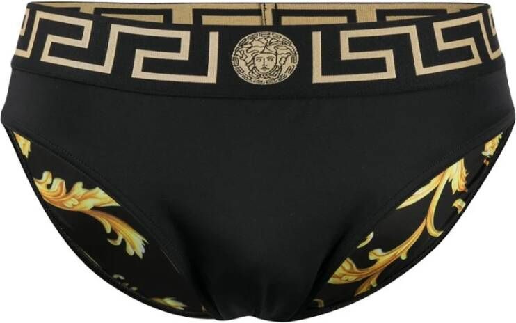 Versace Zwarte Barok Print Briefs Zwart Heren