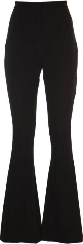 Versace Jeans Couture Zwarte broek met hoge taille en logo-print riem Black Dames
