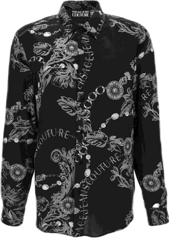 Versace Zwarte Chain Couture Shirt voor Heren Zwart Heren