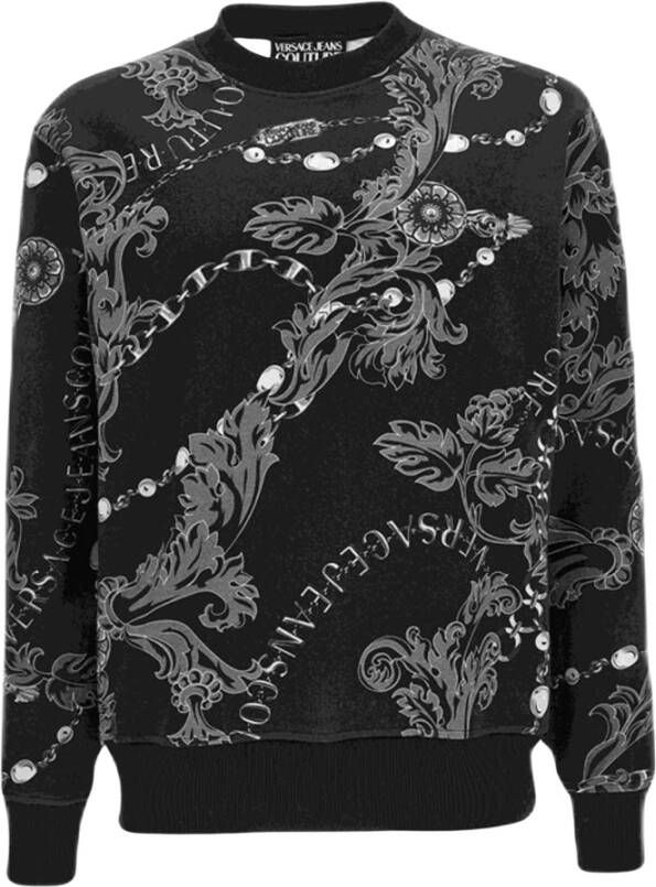 Versace Zwarte Chain Couture Sweatshirt voor Heren Zwart Heren