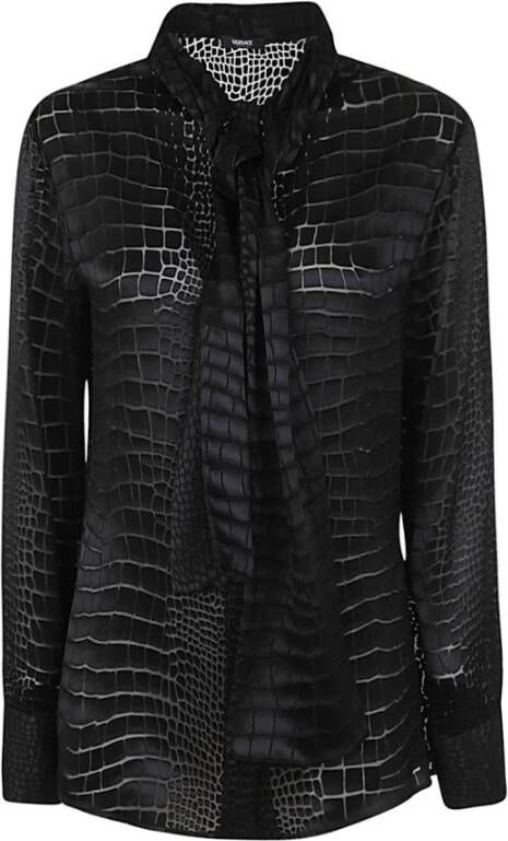 Versace Zwarte Crocodile Devore` Informeel Overhemd Zwart Dames