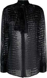 Versace Zwarte Crocodile Devorè Informele Shirt Zwart Dames