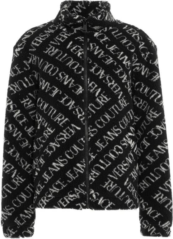 Versace Jeans Couture Zwarte Fleece Jas voor Heren Stijlvol en Warm Black Heren