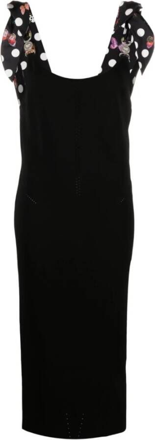 Versace Zwarte gebreide jurk met vlinder- en stippenprint Zwart Dames