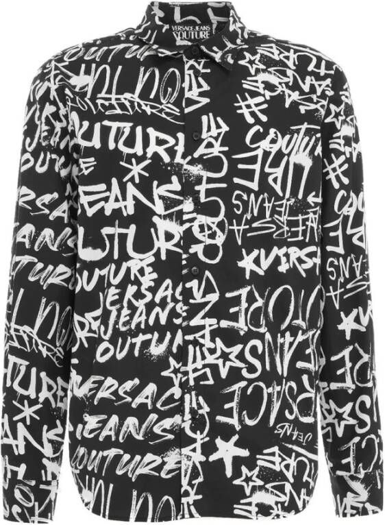 Versace Jeans Couture Print Popeline Co Print Graffiti Overhemd Black Heren